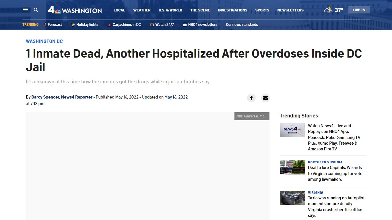 1 Inmate Dead, Another Hospitalized After Overdoses Inside DC Jail